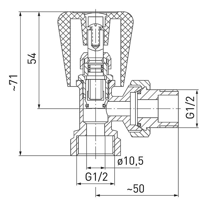 Radiator Ventil Eckig 1/2˝  ZG5Y