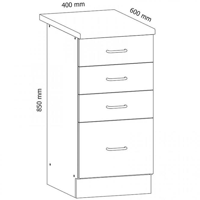 Küchenschrank Sycylia  D40S4 Weiß
