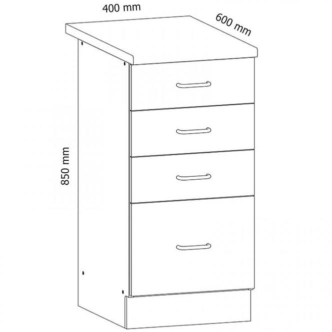 Küchenschrank Sycylia  D40S4 Weiß