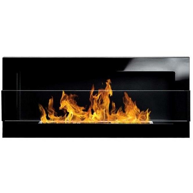 Bio Kamin 900x400 schwarzer Glanz mit Glas
