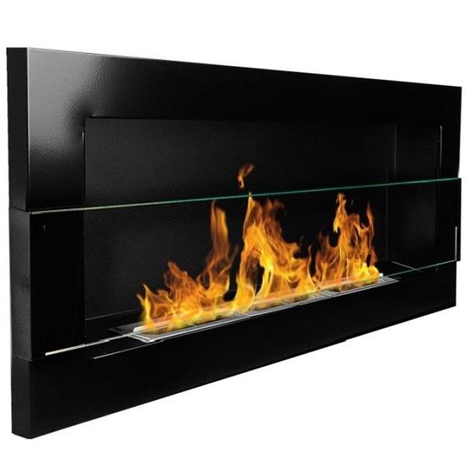 Bio Kamin 900x400 schwarzer Glanz mit Glas
