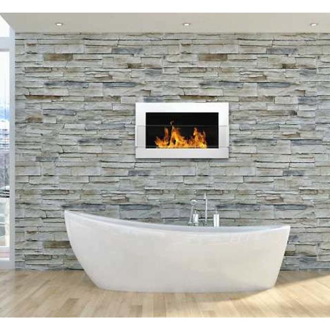 Bio Kamin 650x400 weißer Glanz inkl. Glas