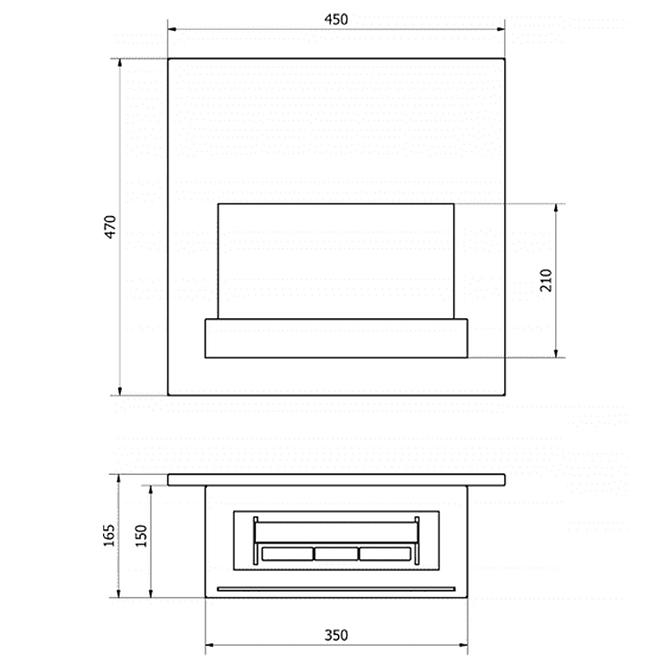 Bio Kamin board Schwarz-Weiß (mit Schreibmöglichkeit der Kreide)