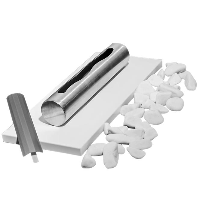 Bio Kamin freistehend Stainless weißer Glanz