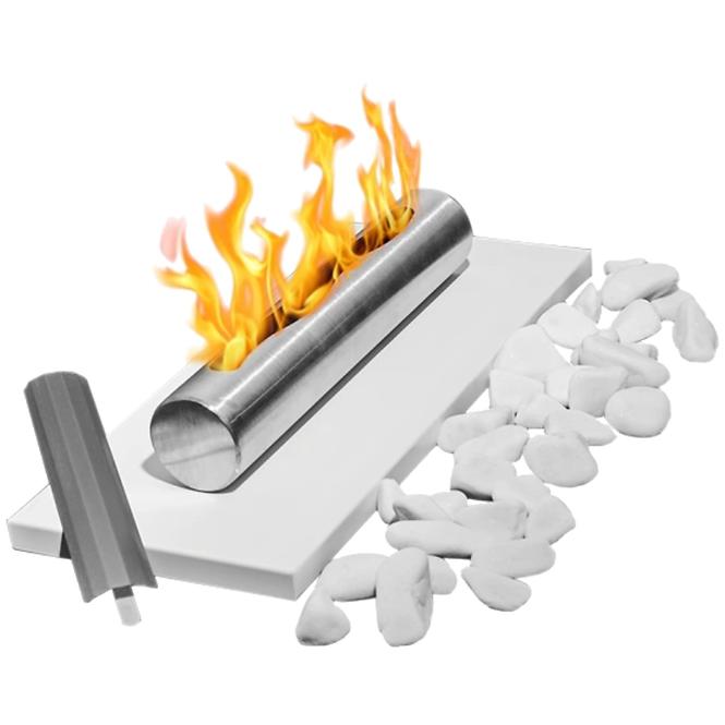 Bio Kamin freistehend Stainless weißer Glanz