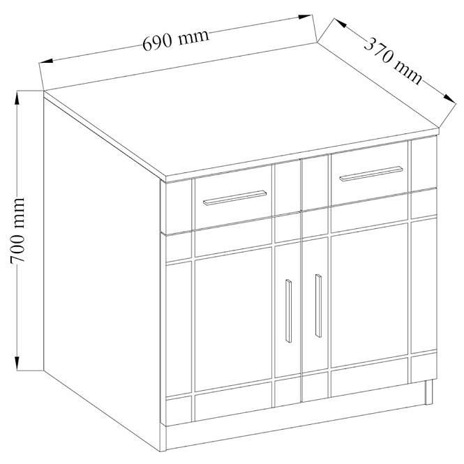 Kommode Paris 69cm Graphit/Eiche Sonoma