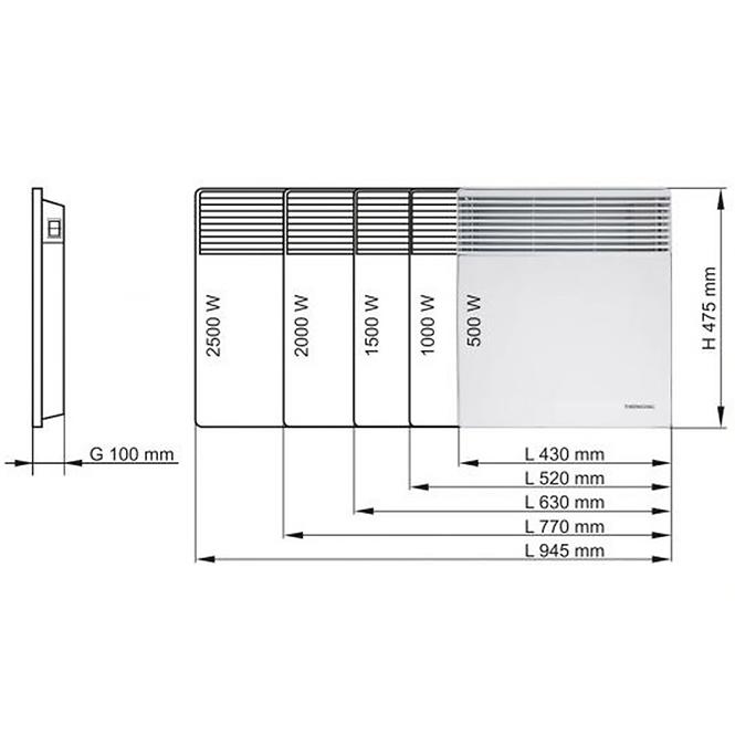 Konvektoror elektrische Heizung T17 -500 W - IP24