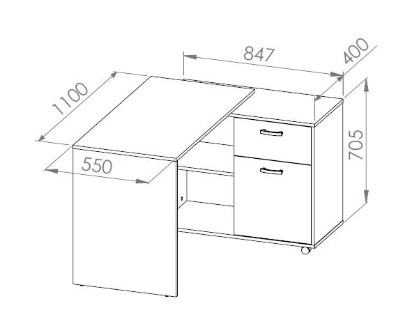 Schreibtisch Miu 169cm Eiche Wotan/Weiß