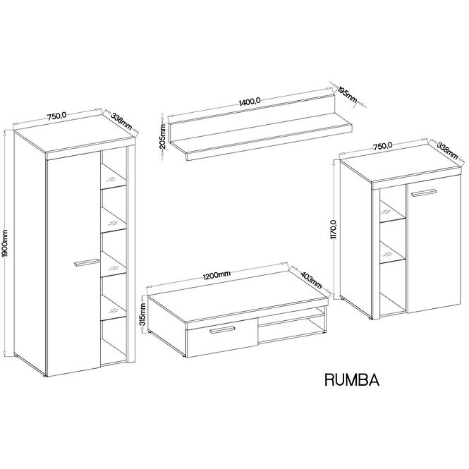 Wohnwand Rumba 290cm Graphit