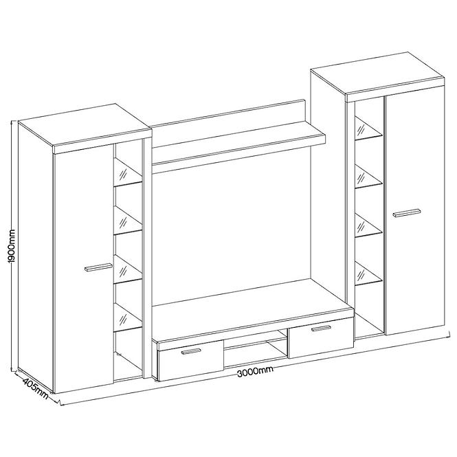 Wohnwand Rumba XL 300cm Graphit