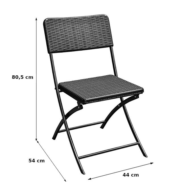 Gartenmöbel Runder Set Tisch + 2 schwarze Stühle