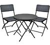 Gartenmöbel Runder Set Tisch + 2 schwarze Stühle