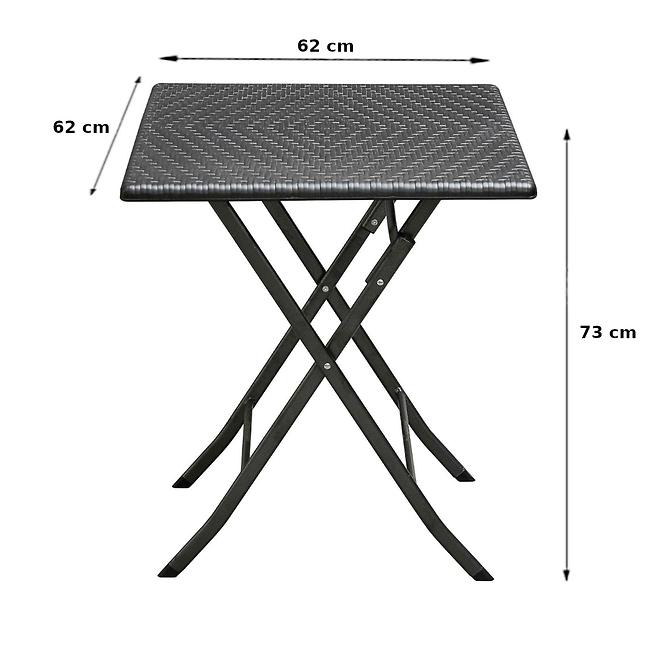 Gartenmöbel Set Tisch + 2 schwarze Stühle