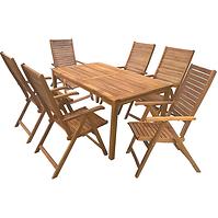 Gartenmöbel Set aus Holz + 6 Liegestühle 