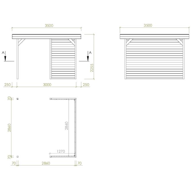 Pavillon Irga 3,5x3,5x2,25m mit wand