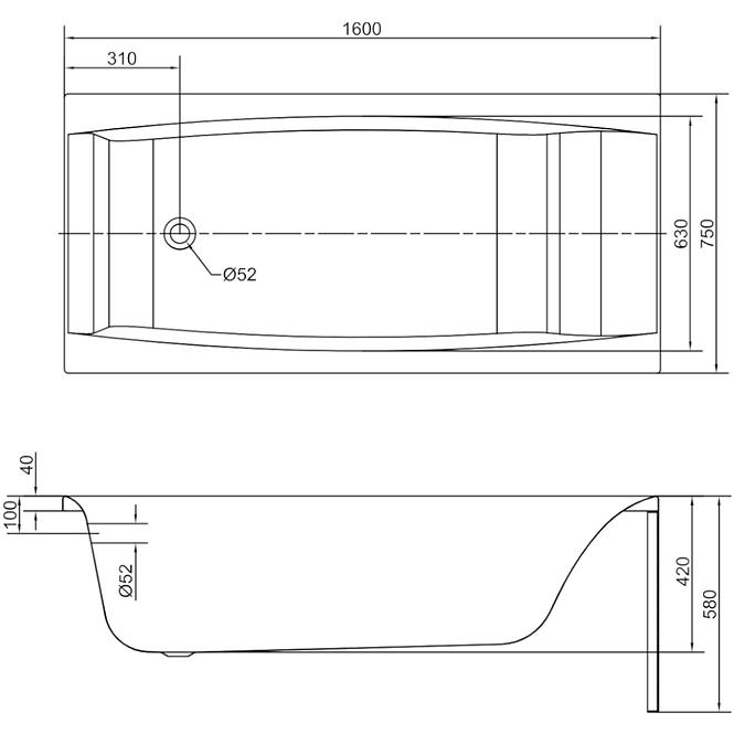 Badewanne Virgo 160/75