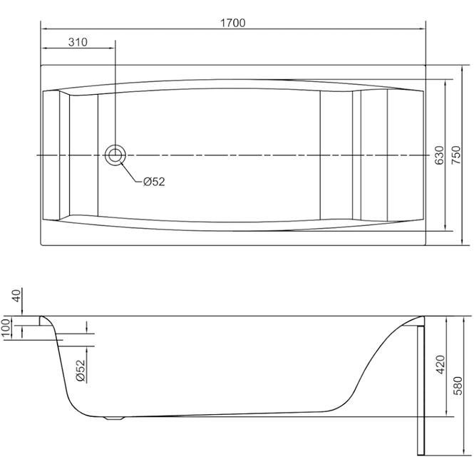 Badewanne Virgo 170/75