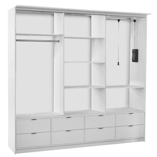 Schrank Malaga 250cm Weiß Gänzend/Eiche Artisan