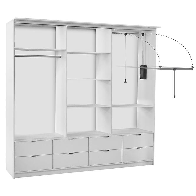 Schrank Malaga 250cm Weiß Gänzend/Eiche Artisan