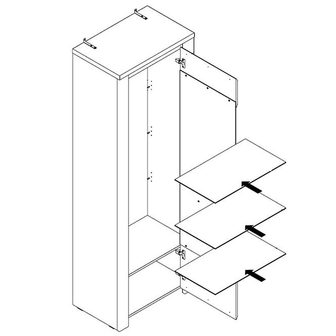 Vitrine L/R Brugia 66,7cm Grau/Weißer Glanz