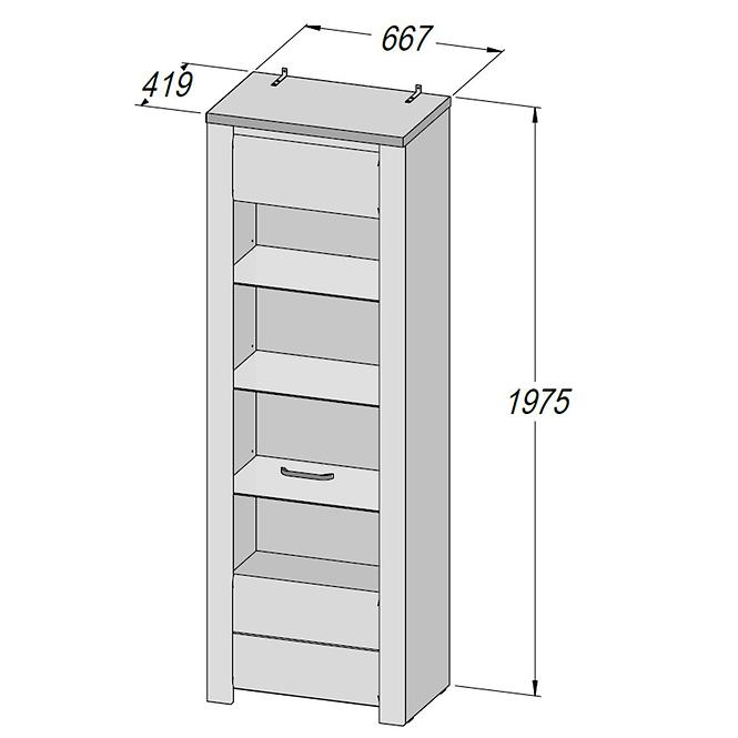 Vitrine L/R Brugia 66,7cm Grau/Weißer Glanz