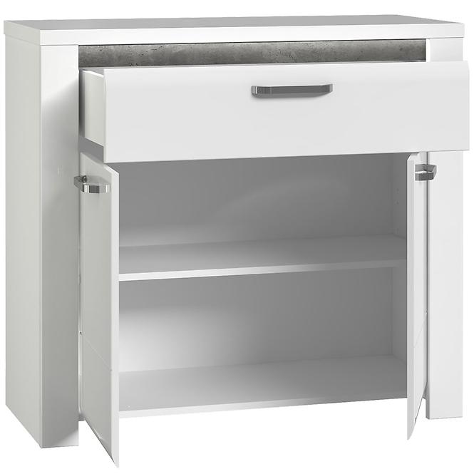 Kommode Brugia 96,4cm Grau/Weißer Glanz