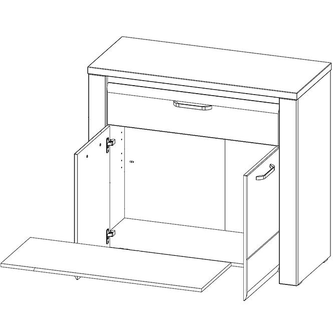 Kommode Brugia 96,4cm Grau/Weißer Glanz