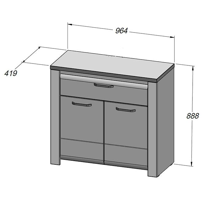 Kommode Brugia 96,4cm Grau/Weißer Glanz