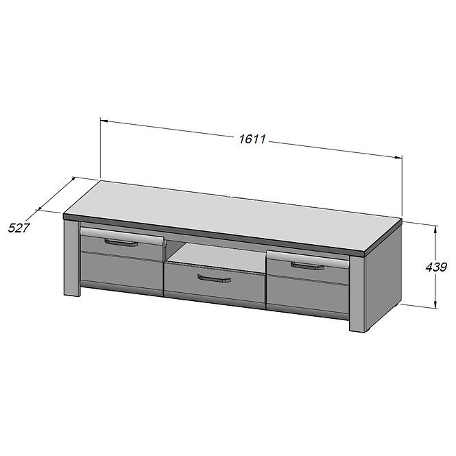 TV Tisch Brugia 161cm Grau/Weißer Glanz
