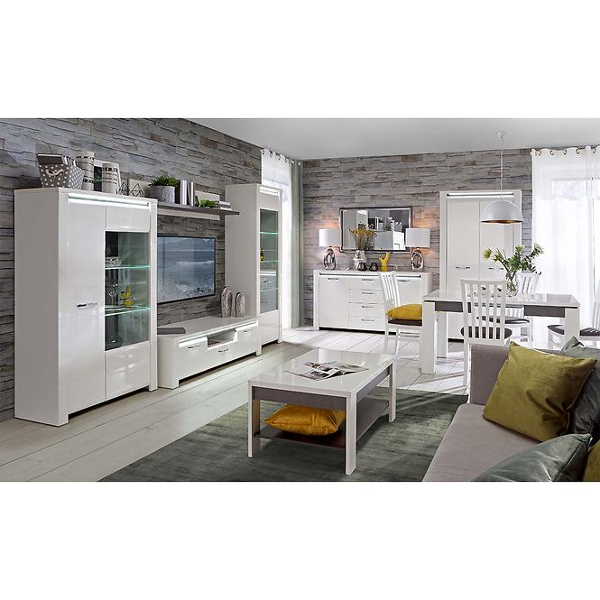 TV Tisch Brugia 161cm Grau/Weißer Glanz