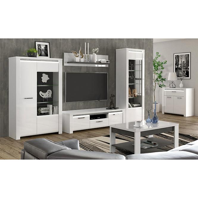 TV Tisch Brugia 161cm Grau/Weißer Glanz
