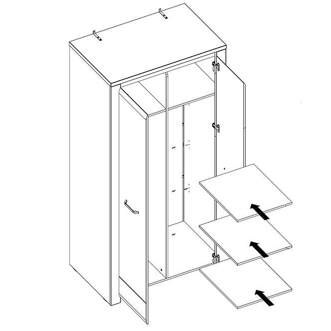 Schrank Brugia 96,4cm Grau/Weißer Glanz