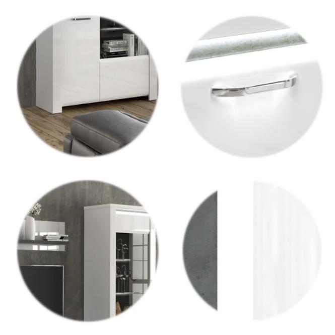 Schrank Brugia 96,4cm Grau/Weißer Glanz