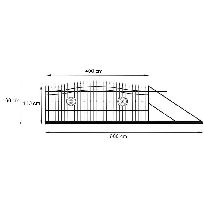 Schiebetor Agat rechts 4m/1,4-1,6m
