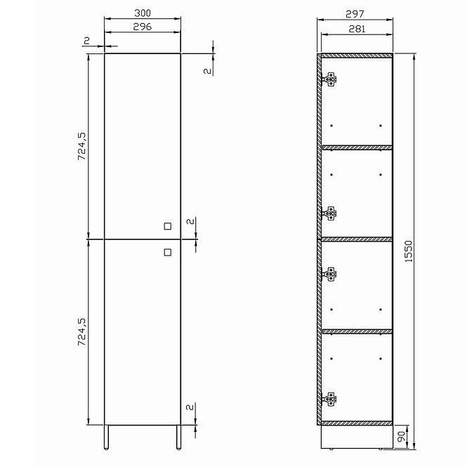 Hochschrank Rubid 30 weiß DSM