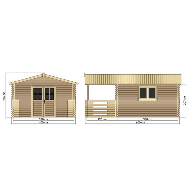 Häuschen Heidi 4x4m + Terrasse 4x2m