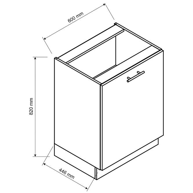 Küchenschrank Paula Grau D60 /P Bb
