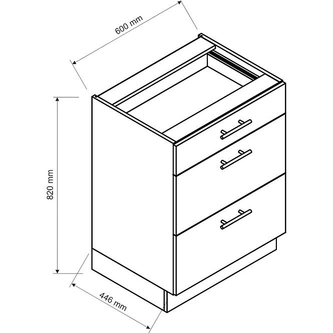 Küchenschrank Paula Weiß D60 S/3 Bb