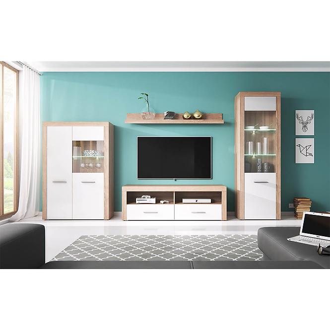 Schrank One 15 Eiche Sonoma/weißer Glanz/Spiegel (Corpus+Frontfarbe)