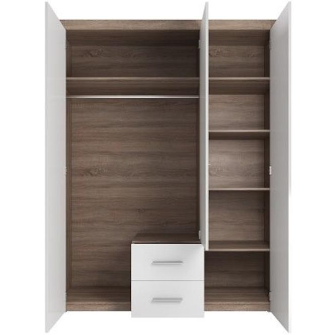 Schrank One 15 Eiche Sonoma/weißer Glanz/Spiegel (Corpus+Frontfarbe)