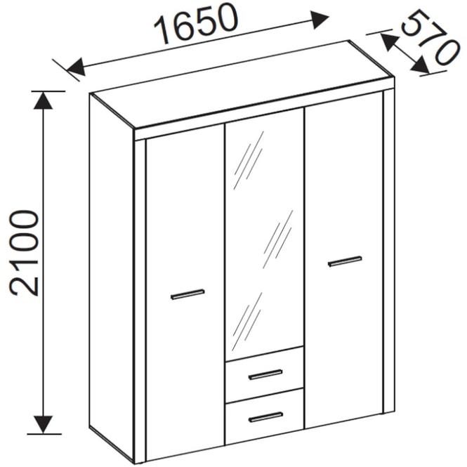Schrank One 15 Eiche Sonoma/weißer Glanz/Spiegel (Corpus+Frontfarbe)