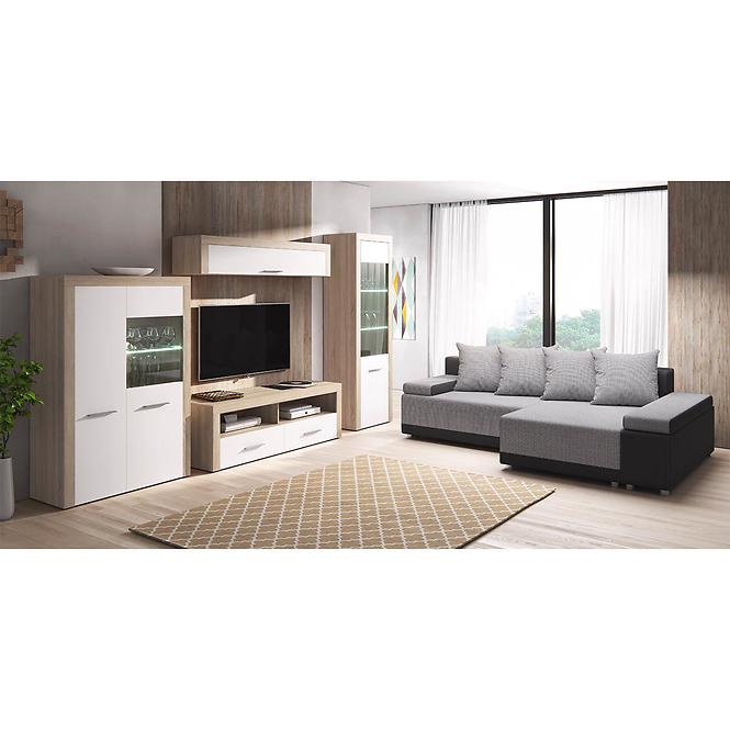 Schrank One 15 Eiche Sonoma/weißer Glanz/Spiegel (Corpus+Frontfarbe)