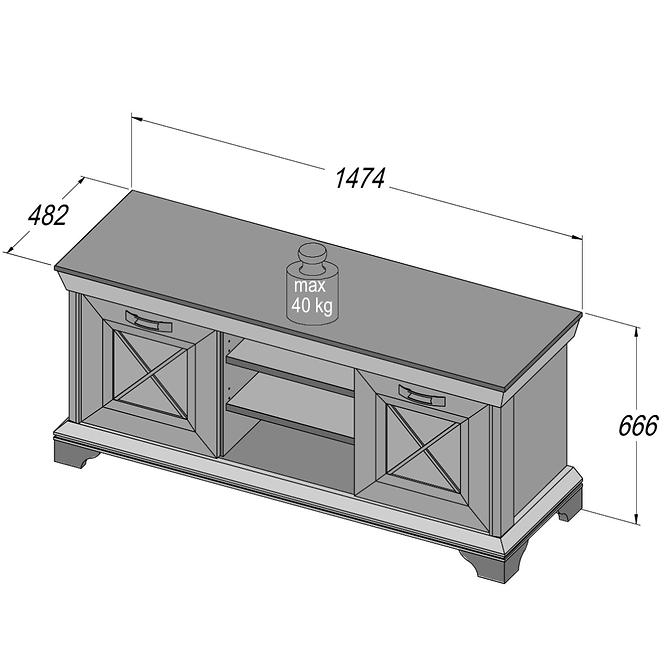 TV Tisch Kashmir 147cm Pina Weiß