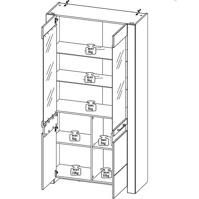 Vitrine Belveder 102cm  Eiche Stirling LED