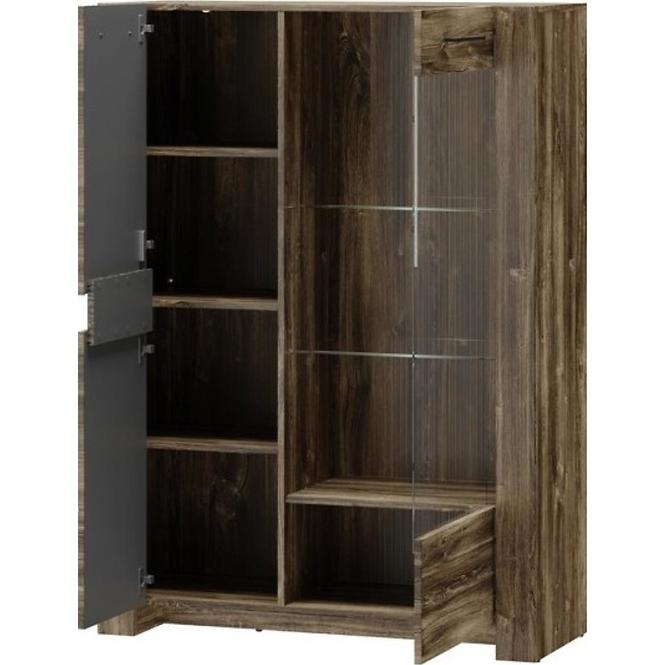 Vitrine Belveder 102cm Eiche Stirling LED
