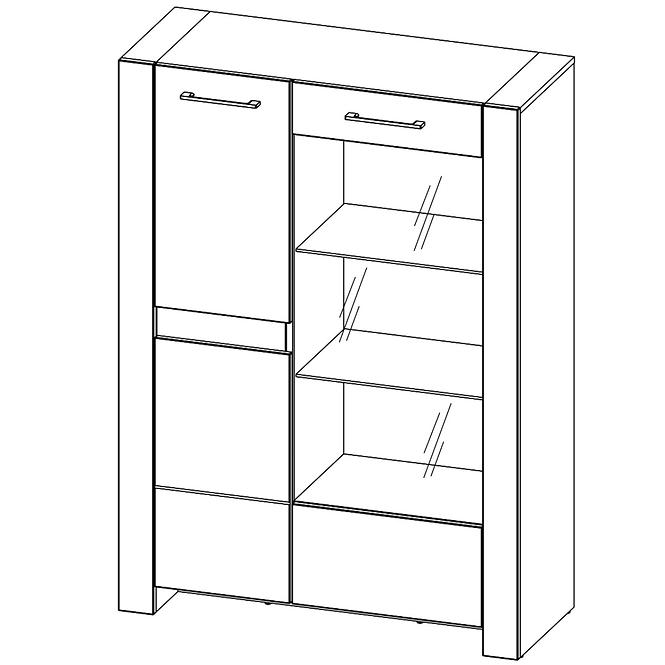 Vitrine Belveder 102cm Eiche Stirling LED