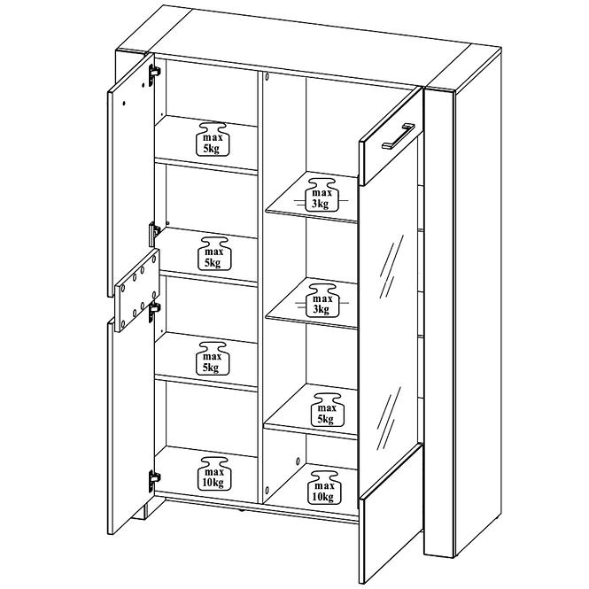 Vitrine Belveder 102cm Eiche Stirling LED