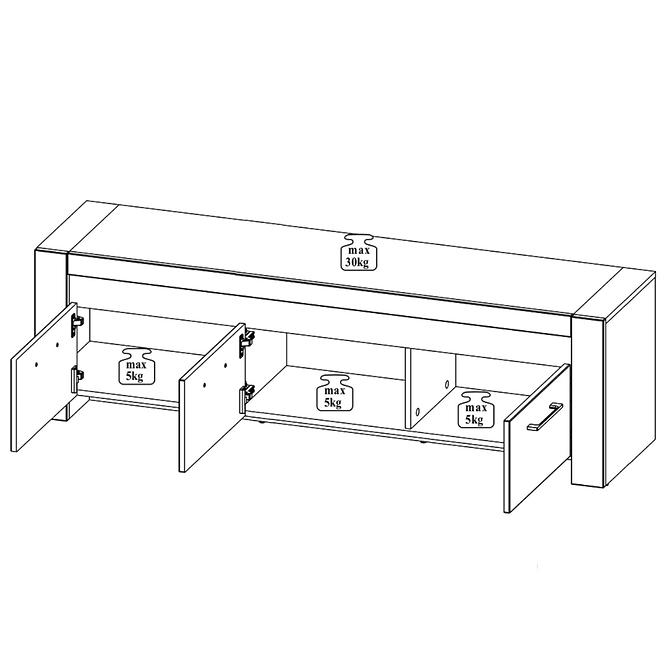 TV Tisch Belveder 158cm Eiche Stirling LED