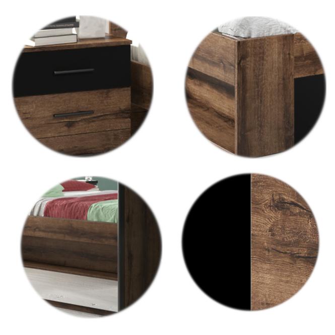 Schrank Galaxy 220cm Eiche Monastery/ Schwarz Gloss