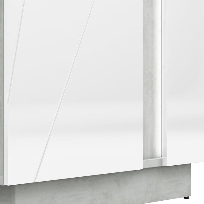 Vitrine Lumens 78cm Weiß Glanz/Beton Links